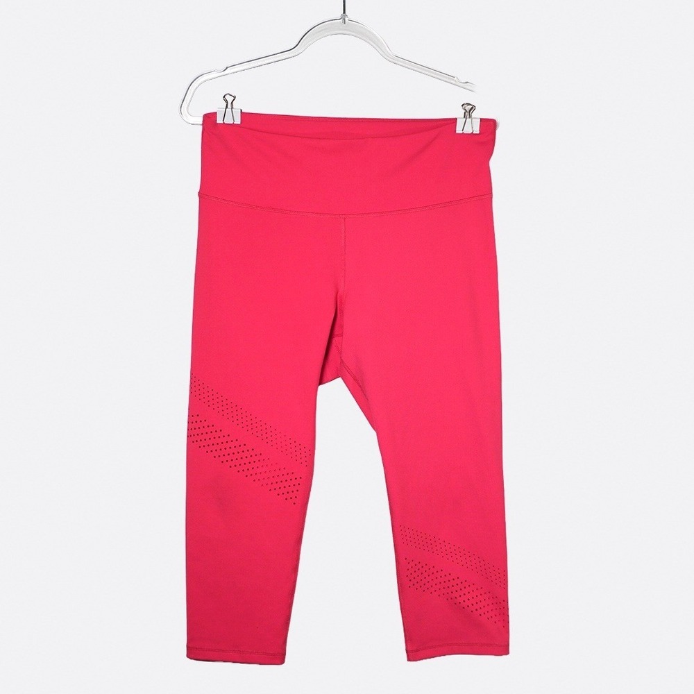 Vibrant Neon Dragonfruit High Rise Laser Cut Capri Leggings Active Plus 1X XL - Picture 2 of 9